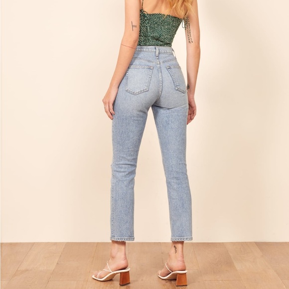 Reformation - Liza High Rise Straight Cropped Jeans - Montego Destroyed - 24 - Picture 8 of 8